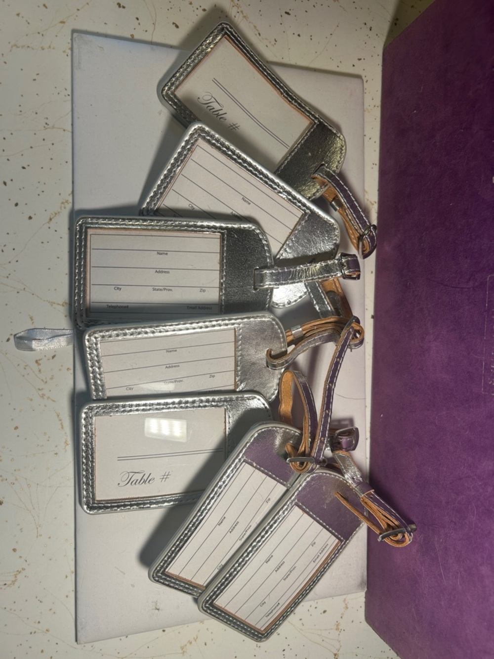 Metallic Silver Luggage ID Tags - Bundle of 7